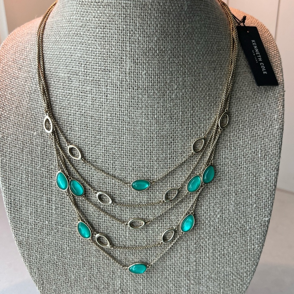 Kenneth Cole Gold-Tone Multi-Strand Necklace with Turquoise Accents